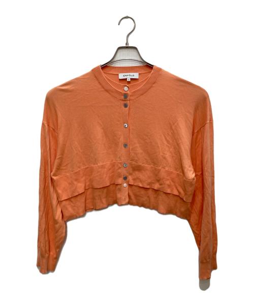 ENFOLD（エンフォルド）ENFOLD (エンフォルド) LAYERED-LIKE-HEM CARDIGAN オレンジ サイズ:38の古着・服飾アイテム