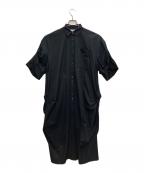 nagonstansナゴンスタンス）の古着「Tuck Drape Shirt Dress」｜ブラック