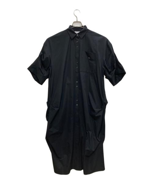 nagonstans（ナゴンスタンス）nagonstans (ナゴンスタンス) Tuck Drape Shirt Dress ブラック サイズ:Ｍの古着・服飾アイテム