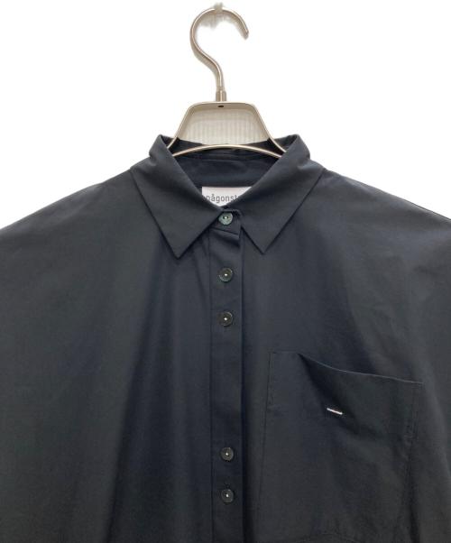 nagonstans（ナゴンスタンス）nagonstans (ナゴンスタンス) Tuck Drape Shirt Dress ブラック サイズ:Ｍの古着・服飾アイテム