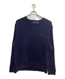 POLO RALPH LAUREN（ポロ・ラルフローレン）の古着「コットンケーブルニット」｜ネイビー