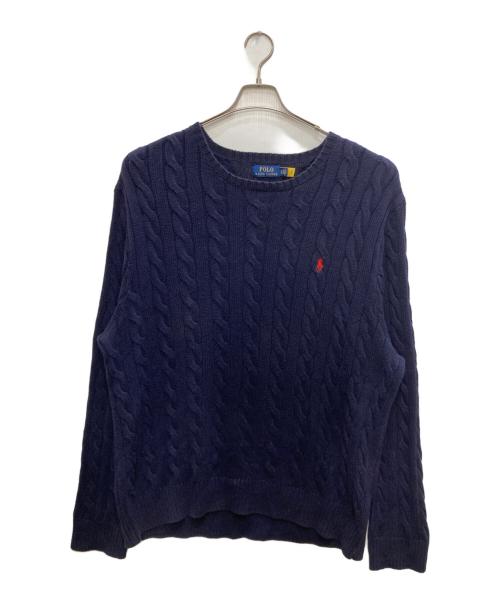 POLO RALPH LAUREN（ポロ・ラルフローレン）POLO RALPH LAUREN (ポロ・ラルフローレン) コットンケーブルニット ネイビー サイズ:XXLの古着・服飾アイテム