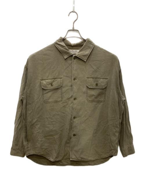 REMI RELIEF（レミレリーフ）REMI RELIEF (レミレリーフ) EDIFICE (エディフィス) 別注 ミリタリーシャツ(シシュウ) オリーブ サイズ:Lの古着・服飾アイテム