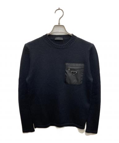 中古・古着通販】PRADA (プラダ) トライアングルロゴプレートニット