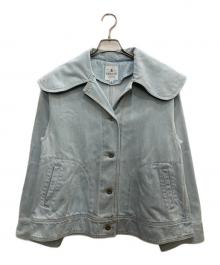LANVIN en Bleu（ランバンオンブルー）の古着「ビッグカラーデニムジャケット」｜ブルー