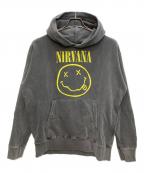 WIND AND SEAウィンダンシー）の古着「NIRVANA SMILEY HOODED SWEATSHIRT パーカー」｜グレー