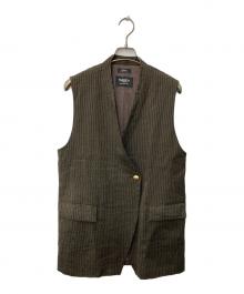 journal standard L'essage（ジャーナルスタンダード レサージュ）の古着「FABRICAリネンストライプベスト」｜ブラウン