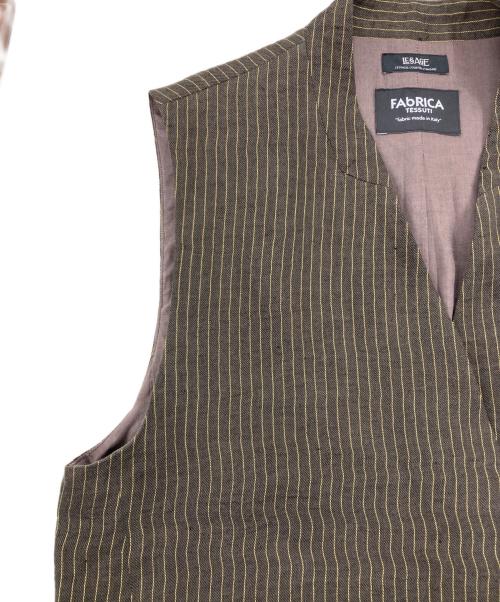 journal standard L'essage（ジャーナルスタンダード レサージュ）journal standard L'essage (ジャーナルスタンダード レサージュ) FABRICAリネンストライプベスト ブラウン サイズ:FREEの古着・服飾アイテム