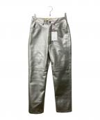 6(ROKU) BEAUTY&YOUTHロク ビューティーアンドユース）の古着「SILVER COLOR FAKE LEATHER PANTS」｜シルバー