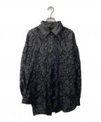 Ameriアメリ）の古着「FAKE LEATHER EMBROIDERY SHIRT」｜ブラック