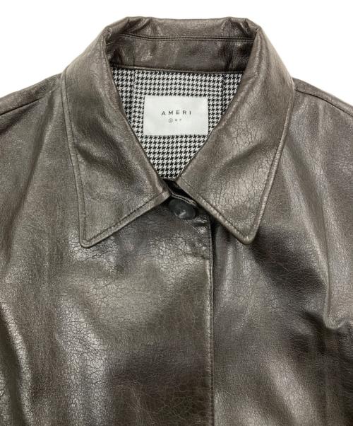 Ameri（アメリ）AMERI (アメリ) CRASH FAKE LEATHER COAT ブラウン サイズ:Sの古着・服飾アイテム