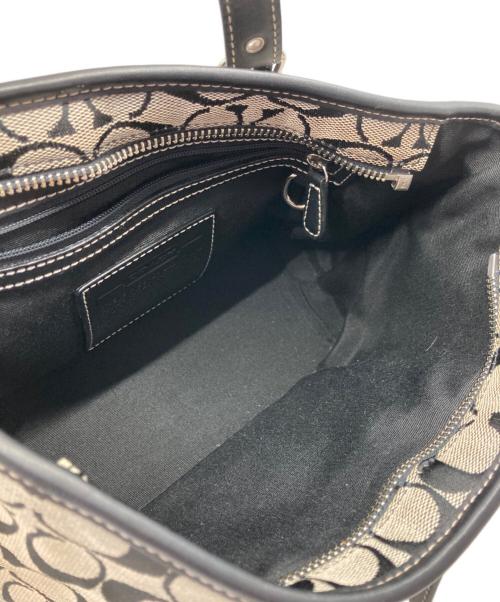 COACH（コーチ）COACH (コーチ) キャンバスハンドバッグ ホワイト×ブラックの古着・服飾アイテム