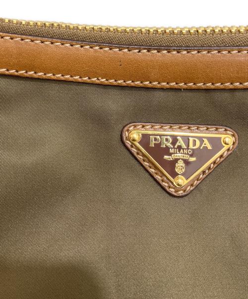 PRADA（プラダ）PRADA (プラダ) ナイロンショルダーバッグ ブラウン×カーキの古着・服飾アイテム