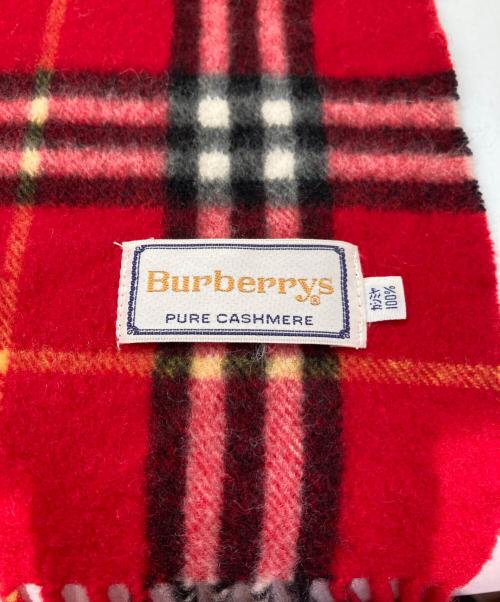 Burberry's（バーバリーズ）Burberry's (バーバリーズ) カシミヤ100％チェックマフラー レッドの古着・服飾アイテム