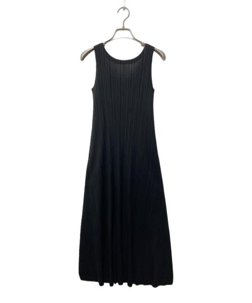 PLEATS PLEASE（プリーツプリーズ）PLEATS PLEASE (プリーツプリーズ) ノースリーブプリーツワンピース ブラック サイズ:2の古着・服飾アイテム