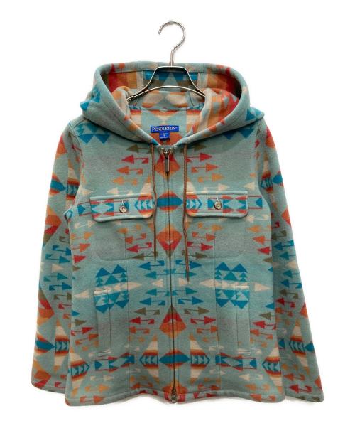 PENDLETON（ペンドルトン）PENDLETON (ペンドルトン) ネイティブ柄ウールフーデッドジャケット ブルー サイズ:Sの古着・服飾アイテム