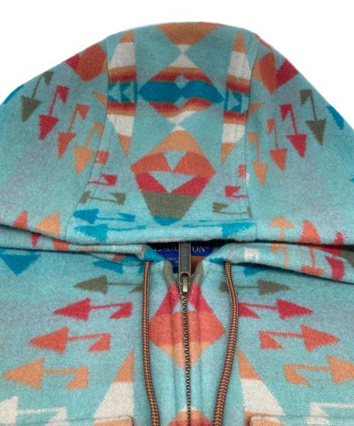 PENDLETON（ペンドルトン）PENDLETON (ペンドルトン) ネイティブ柄ウールフーデッドジャケット ブルー サイズ:Sの古着・服飾アイテム