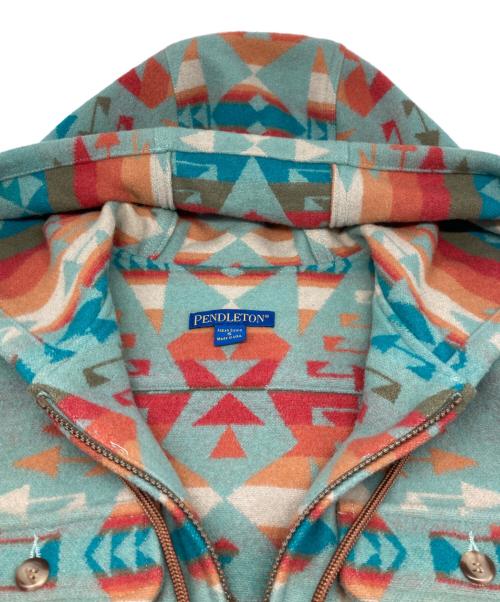 PENDLETON（ペンドルトン）PENDLETON (ペンドルトン) ネイティブ柄ウールフーデッドジャケット ブルー サイズ:Sの古着・服飾アイテム
