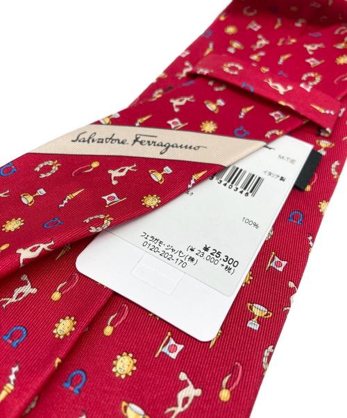 Salvatore Ferragamo（サルヴァトーレ フェラガモ）Salvatore Ferragamo (サルヴァトーレ フェラガモ) シルク100％総柄ネクタイ レッド サイズ:- 未使用品の古着・服飾アイテム