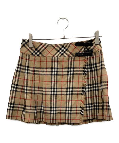 BURBERRY BLUE LABEL（バーバリー ブルー レーベル）BURBERRY BLUE LABEL (バーバリー ブルー レーベル) ヴィンテージノバチェックラップミニスカート ベージュ サイズ:36の古着・服飾アイテム