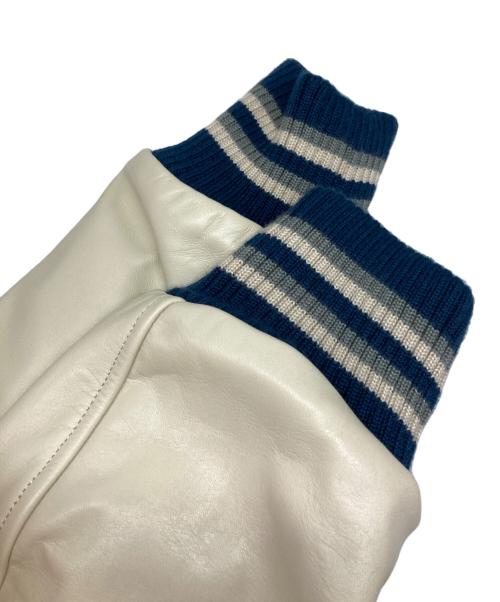 whitesville（ホワイツビル）whitesville (ホワイツビル) MELTON AWARD JACKET ホワイト×ブルー サイズ:40の古着・服飾アイテム