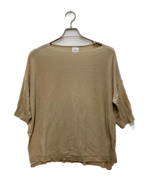 Spick and Span（スピック＆スパン）Spick and Span (スピック＆スパン) ICE FINE 5分袖ボートネックニット ベージュ サイズ:FREEの古着・服飾アイテム
