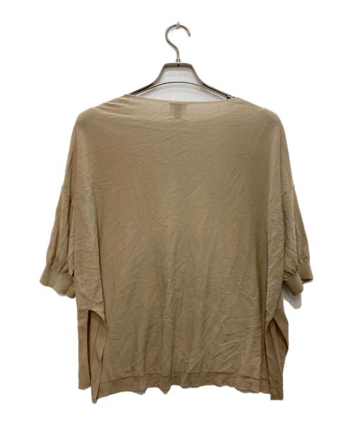 Spick and Span（スピック＆スパン）Spick and Span (スピック＆スパン) ICE FINE 5分袖ボートネックニット ベージュ サイズ:FREEの古着・服飾アイテム