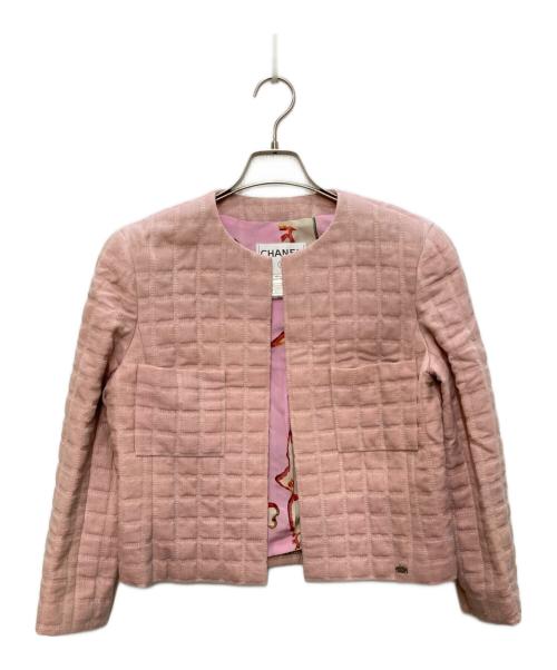 CHANEL（シャネル）CHANEL (シャネル) ジャケット×ノースリーブブラウスセットアップ ピンク サイズ:42の古着・服飾アイテム