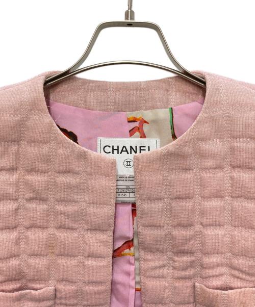 CHANEL（シャネル）CHANEL (シャネル) ジャケット×ノースリーブブラウスセットアップ ピンク サイズ:42の古着・服飾アイテム