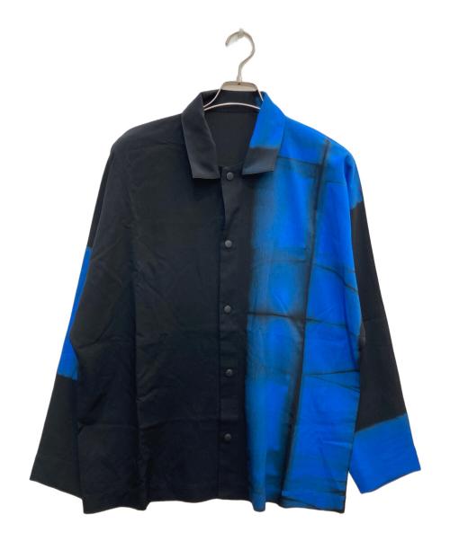 ISSEY MIYAKE MEN（イッセイミヤケメン）ISSEY MIYAKE MEN (イッセイミヤケメン) ITAJIME SHIRT ブラック×ブルー サイズ:3の古着・服飾アイテム