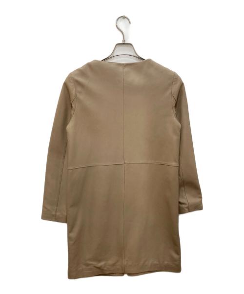 Loungedress（ラウンジドレス）Loungedress (ラウンジドレス) ラムレザー ノーカラーコート ブラウン サイズ:Fの古着・服飾アイテム