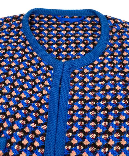ETRO（エトロ）ETRO (エトロ) ノーカラーツイードジャケット ブルー サイズ:42の古着・服飾アイテム