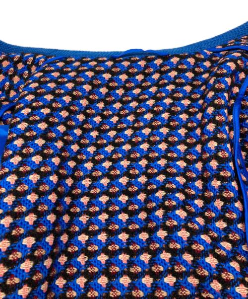 ETRO（エトロ）ETRO (エトロ) ノーカラーツイードジャケット ブルー サイズ:42の古着・服飾アイテム