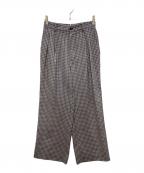 MACKINTOSHマッキントッシュ）の古着「GREY LABEL リネンミックスチェックパンツ」｜ブラウン