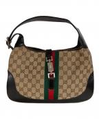 GUCCIグッチ）の古着「ジャッキー シェリーラインGGキャンバスハンドバッグ」｜ベージュ