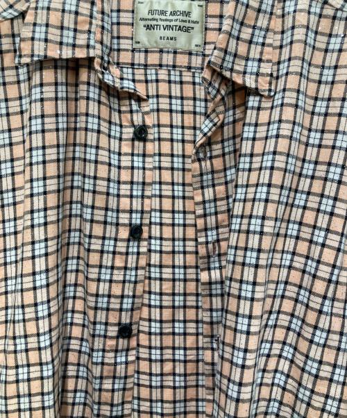 BEAMS FUTURE ARCHIVE（ビームスフューチャーアーカイブ）BEAMS FUTURE ARCHIVE (ビームスフューチャーアーカイブ) GLITTER NELCHECK SHIRT ピンク サイズ:Ｍの古着・服飾アイテム