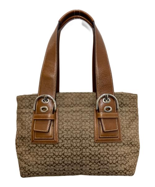 COACH（コーチ）COACH (コーチ) ハンドバッグ ブラウン×ベージュの古着・服飾アイテム