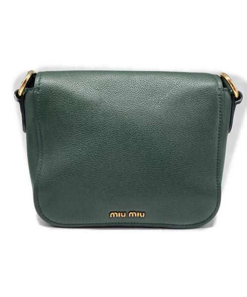 MIU MIU（ミュウミュウ）MIU MIU (ミュウミュウ) フラップ式ショルダーバッグ グリーンの古着・服飾アイテム