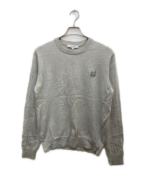 maison kitsune（メゾンキツネ）maison kitsune (メゾンキツネ) BOLD FOX PATCH REGULAR JUMPER ニット グレー サイズ:Lの古着・服飾アイテム