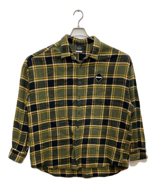 F.C.Real Bristol（エフシーレアルブリストル）F.C.Real Bristol (エフシーレアルブリストル) FLANNEL BIG LOGO BAGGY SHIRT グリーン サイズ:XLの古着・服飾アイテム
