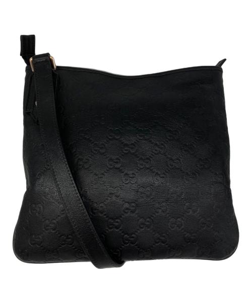 GUCCI（グッチ）GUCCI (グッチ) シマレザーショルダーバッグ ブラックの古着・服飾アイテム