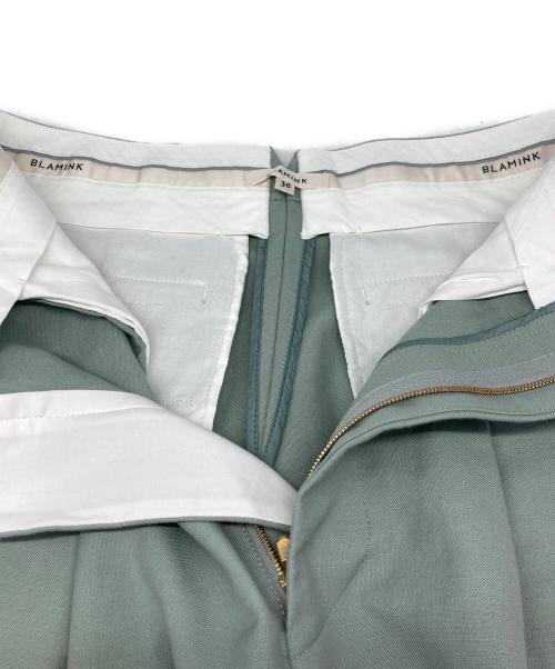 BLAMINK（ブラミンク）BLAMINK (ブラミンク) コットンモヘアウールタックテーパードパンツ ミント サイズ:36の古着・服飾アイテム