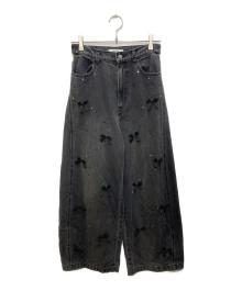 Snidel（スナイデル）の古着「リボンビジューワイドパンツ」｜ブラック