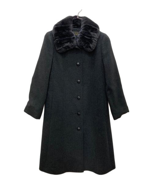 Leilian（レリアン）LEILIAN (レリアン) レッキスファー カシミヤ100％コート グレー サイズ:9の古着・服飾アイテム