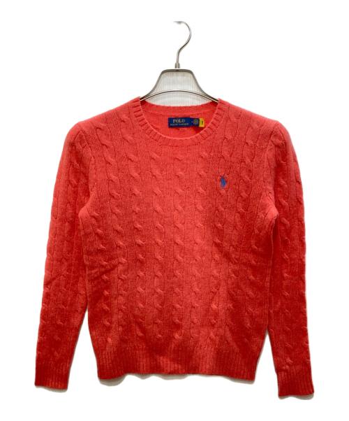 POLO RALPH LAUREN（ポロ・ラルフローレン）POLO RALPH LAUREN (ポロ・ラルフローレン) カシミヤ混ケーブルニット オレンジ サイズ:Mの古着・服飾アイテム