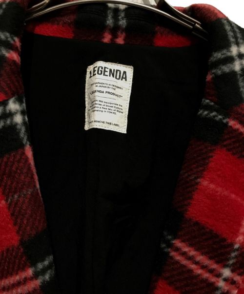 LEGENDA（レジェンダ）LEGENDA (レジェンダ) 起毛チェックルーズシルエットチェスターコート レッド サイズ:Mの古着・服飾アイテム
