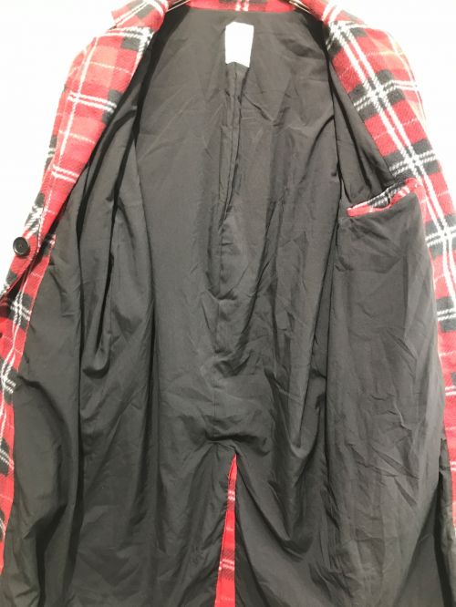 LEGENDA（レジェンダ）LEGENDA (レジェンダ) 起毛チェックルーズシルエットチェスターコート レッド サイズ:Mの古着・服飾アイテム