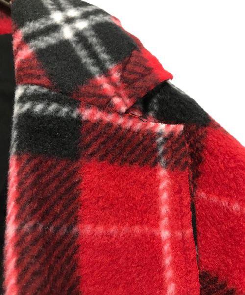LEGENDA（レジェンダ）LEGENDA (レジェンダ) 起毛チェックルーズシルエットチェスターコート レッド サイズ:Mの古着・服飾アイテム