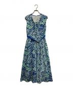 ANAYIアナイ）の古着「花柄リネンブレンドノースリーブワンピース」｜ライトグリーン