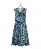 ANAYIアナイ）の古着「花柄リネンブレンドノースリーブワンピース」｜ライトグリーン